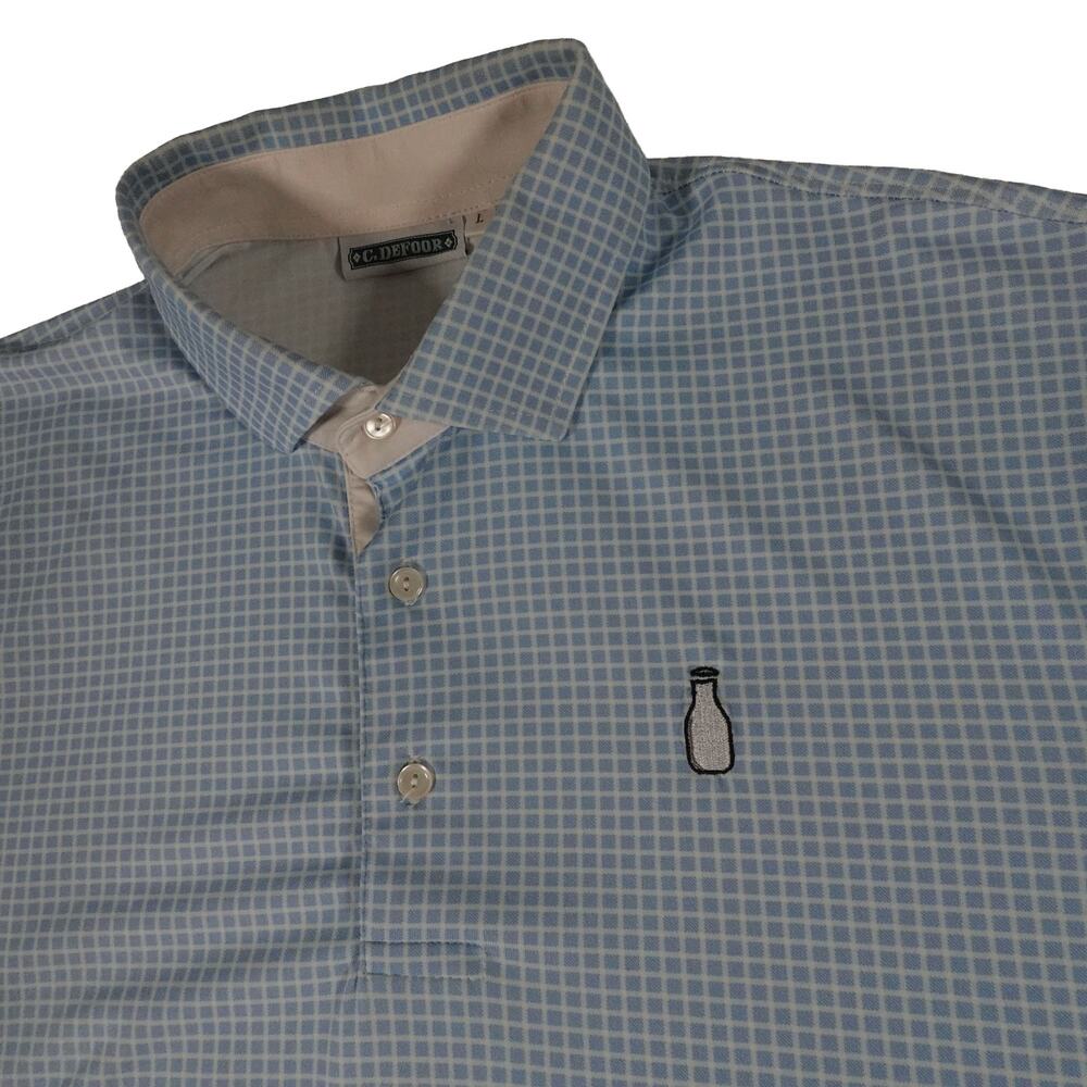 McArthur Golf Club Milk C Defoor Performance Check Golf Polo Shirt Men's Large